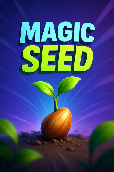 Dynamic Magic Seed Illustration with Vibrant Colors