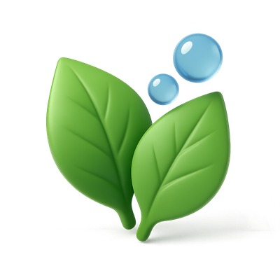 3D Bubbly Leaves Icon with Transparent Background