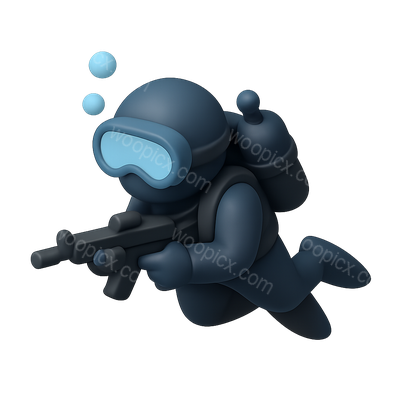 3D Navy Seal Icon with Underwater Theme