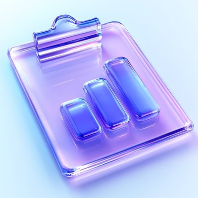 Stylized Clipboard with Graphical Bars in Gradient Colors