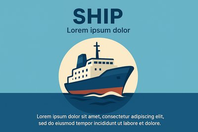 Stylized Ship Illustration with Gradient Background