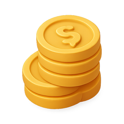 Stack of Stylized Yellow Tokens for Gaming or Promotion