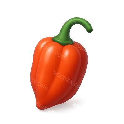 Stylized 3D Habanero Pepper Icon with Isometric View