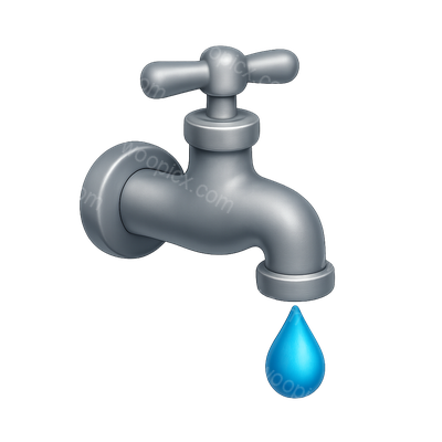3D Dripping Faucet Icon with Volumetric Effects
