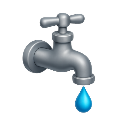 3D Dripping Faucet Icon with Volumetric Effects