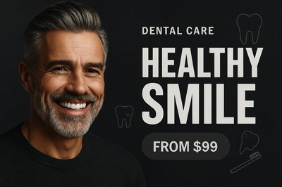 Dynamic Dental Ad Featuring Mature Man's Smile