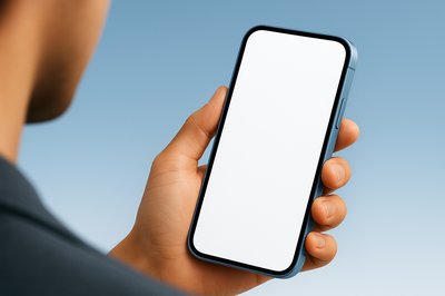 Sleek Blue Smartphone Held at an Angle