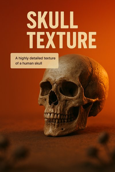 Highly Detailed Human Skull Texture Image