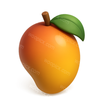 Vibrant 3D Mango Icon with Leaf Design