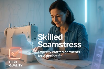 Professional Seamstress at Work in a Bright Studio