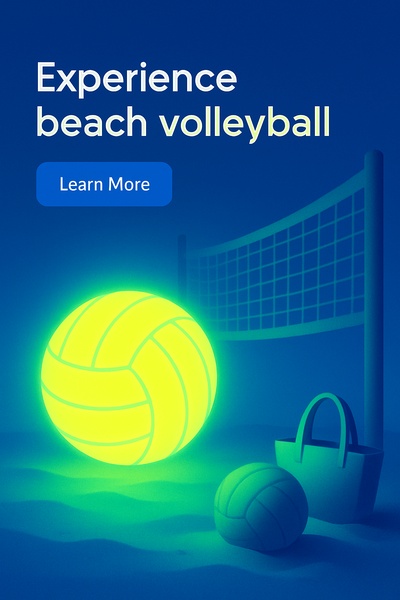 Vibrant Beach Volleyball Scene with Fluorescent Glow