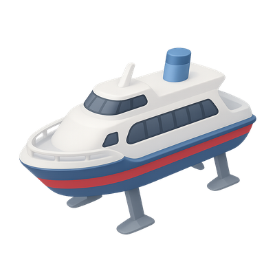 3D Hydrofoil Fast Ferry Icon in Isometric View