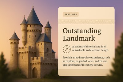 3D Illustration of a Historical Castle with Features Highlighted