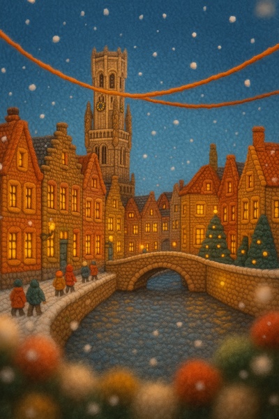 Charming Bruges in Winter: A Whimsical Woolen Scene