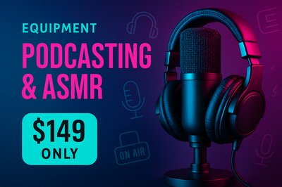 Dynamic Podcasting Gear in Neon Lighting