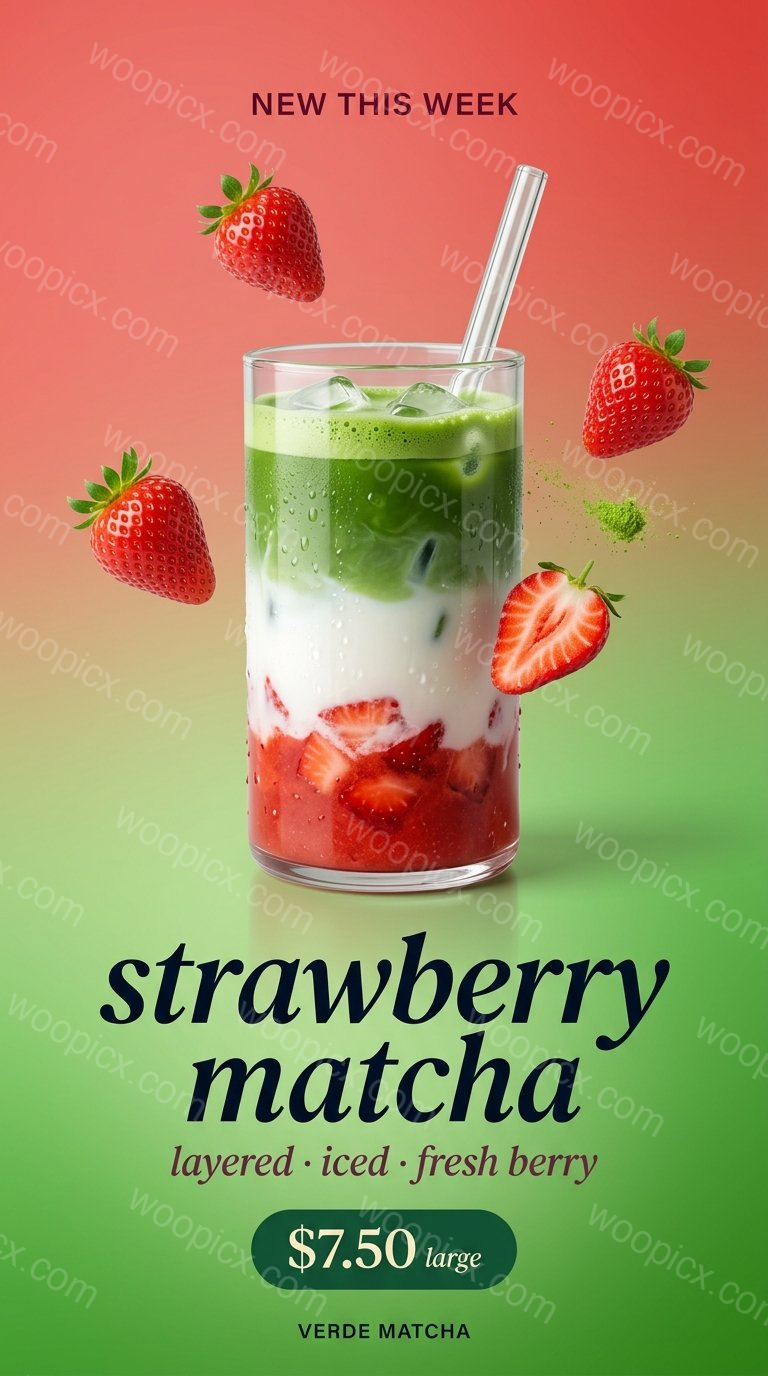 Strawberry Matcha Layered Drink
