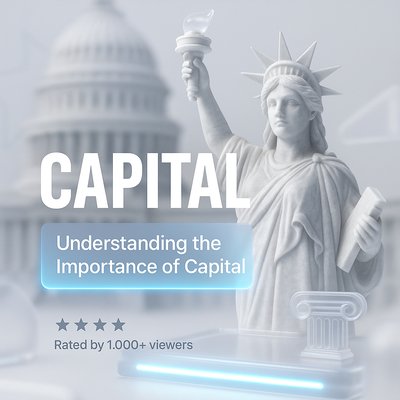 3D Conceptual Graphic on Capital Importance Featuring Statue of Liberty