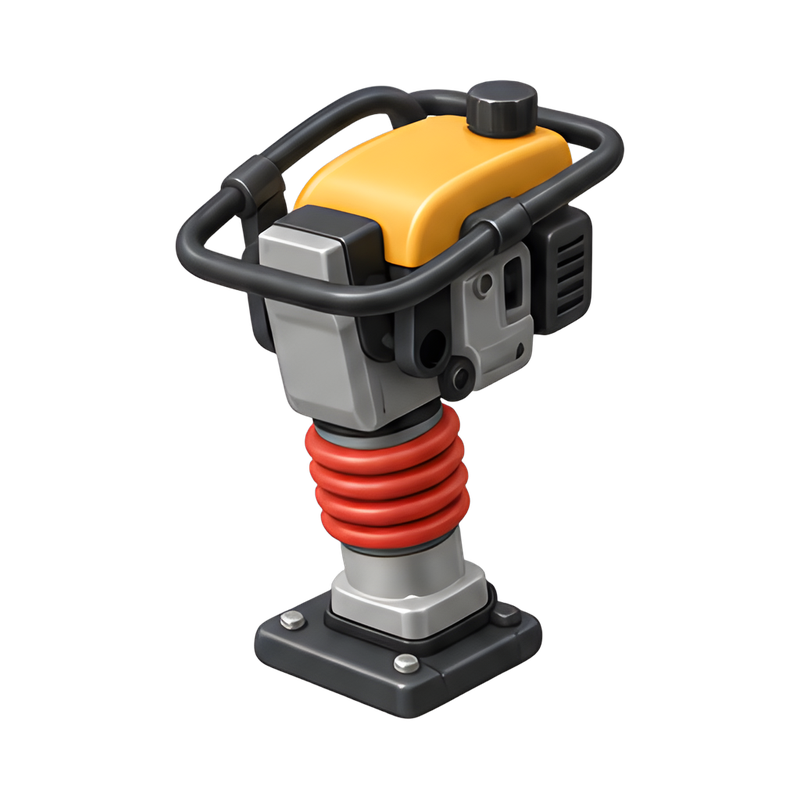 construction worker using tamping rammer