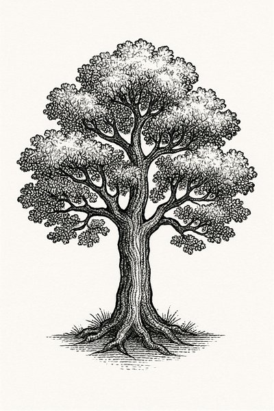 Detailed illustration of a tree in classic style