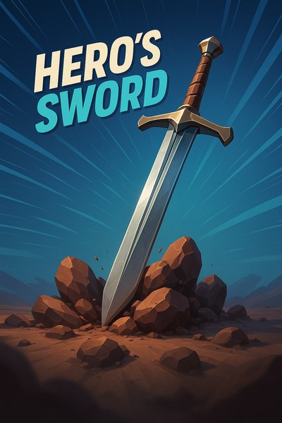 Dynamic Hero's Sword Illustration with Bold Design