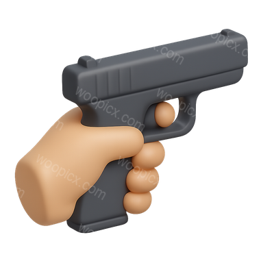 3D Handgun Icon with Volumetric Design