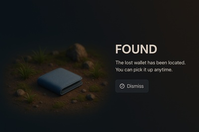3D Scene of a Found Wallet in Dark Background