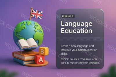 3D Illustration for Language Education with Books and Globe