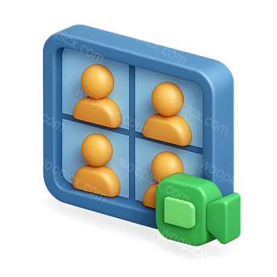 Stylized 3D Video Call Icon for Virtual Meetings