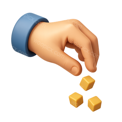 3D Hand Icon Dropping Cubes in Isometric View