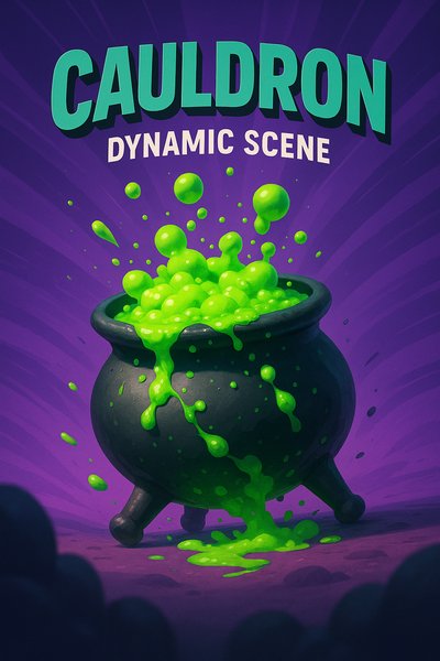 Dynamic Cauldron Scene with Vibrant Colors