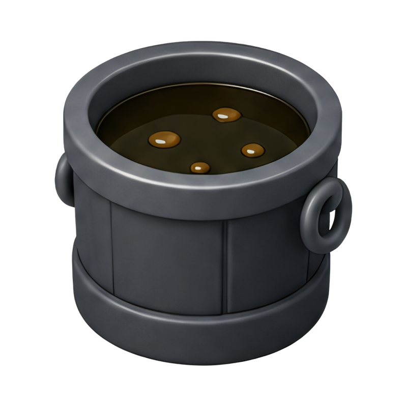 bucket filled with oil