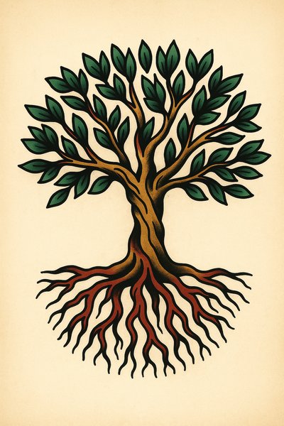Symbolic Tree of Life Tattoo Design in Vibrant Colors