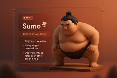 3D Sumo Wrestling Illustration with Modern Web Design Elements
