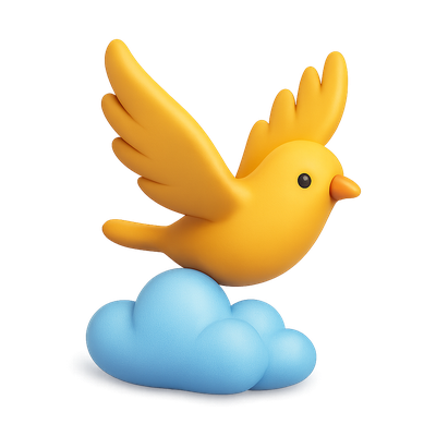 Vibrant 3D Isometric Soar Icon of a Bird