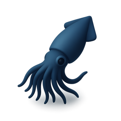 3D Isometric Squid Icon with Transparent Background