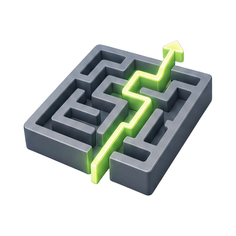 glowing exit path in maze
