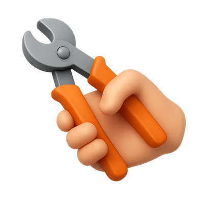 3D Cable Cutter Icon with Hand in Isometric View