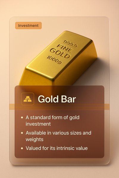 Elegant Gold Bar Illustration with Informative Overlay