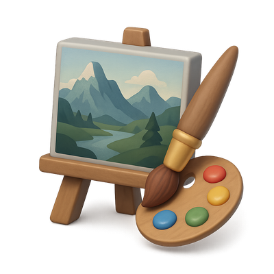 3D Icon of a Painting with Palette in Matte Style