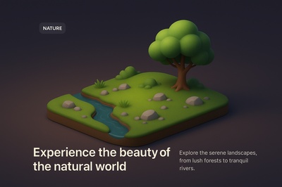 3D Nature Scene: Serene Landscapes and Tranquil Rivers
