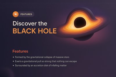 3D Illustration of a Black Hole with Features Overview