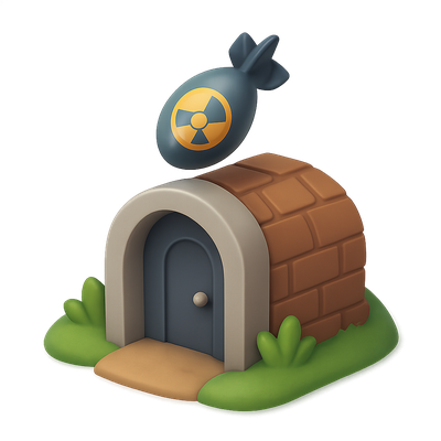 3D Bomb Shelter Icon with Isometric Design