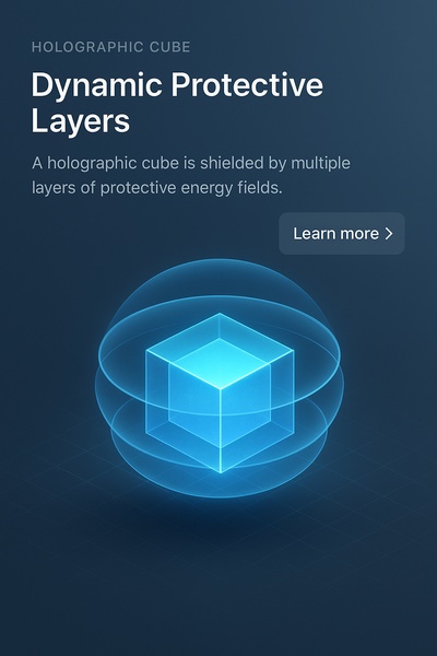 3D Holographic Cube with Dynamic Layers Illustration