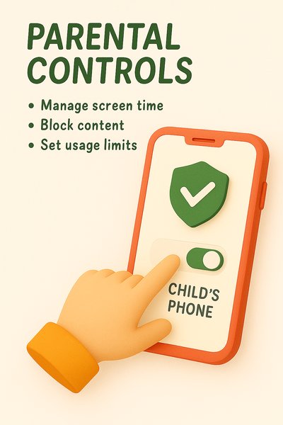 Parental Control Features Illustration with Mobile Device