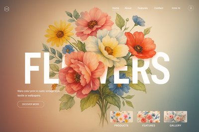 Colorful Watercolor Floral Design for Modern Web Layout