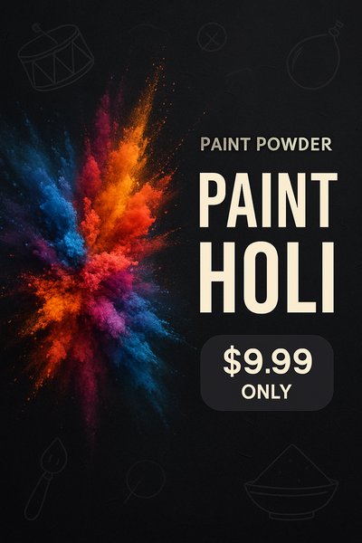 Vibrant Paint Powder Explosion Advertisement for Holi Festival
