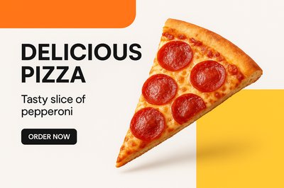 Delicious Flying Pepperoni Pizza Slice in Modern Design