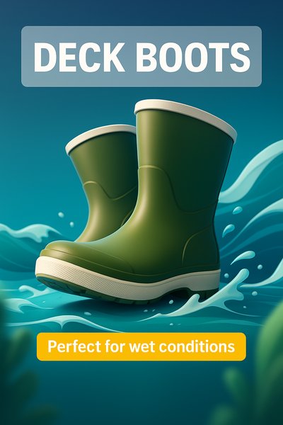 Dynamic 3D Illustration of Deck Boots for Wet Conditions