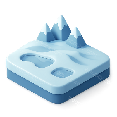 3D Isometric Tundra Landscape Icon Design