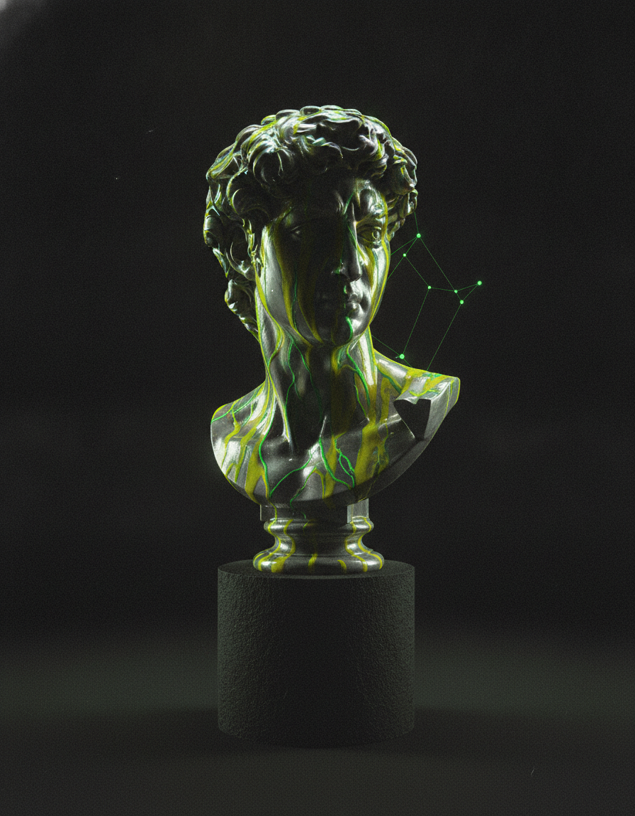 VOLT statue in acid light